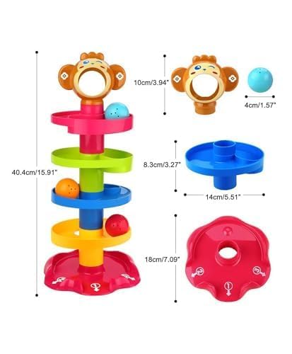 Ball Drop & Roll Tower – Colorful Swirling Ramp Toy for Babies & Toddlers | 3 Balls & 5-Tier Set