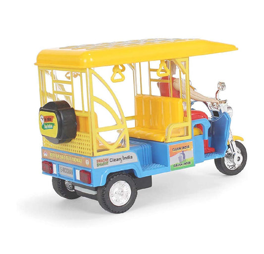 Centy e-Rickshaw Yellow – 3-Wheel Pull-Back Toy Vehicle with Realistic Design