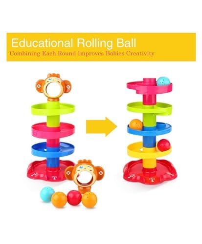 Ball Drop & Roll Tower – Colorful Swirling Ramp Toy for Babies & Toddlers | 3 Balls & 5-Tier Set