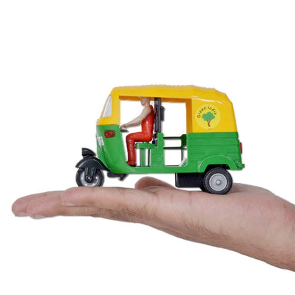 Plastic Pull-Back Auto Rickshaw Toy – Mini Indian Tuk-Tuk Vehicle for Kids with Realistic Detailing