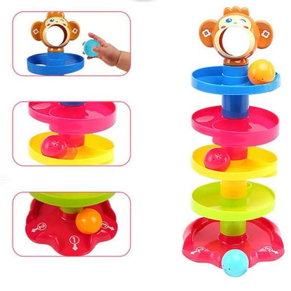 Ball Drop & Roll Tower – Colorful Swirling Ramp Toy for Babies & Toddlers | 3 Balls & 5-Tier Set