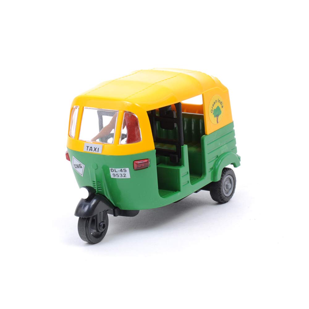 Plastic Pull-Back Auto Rickshaw Toy – Mini Indian Tuk-Tuk Vehicle for Kids with Realistic Detailing