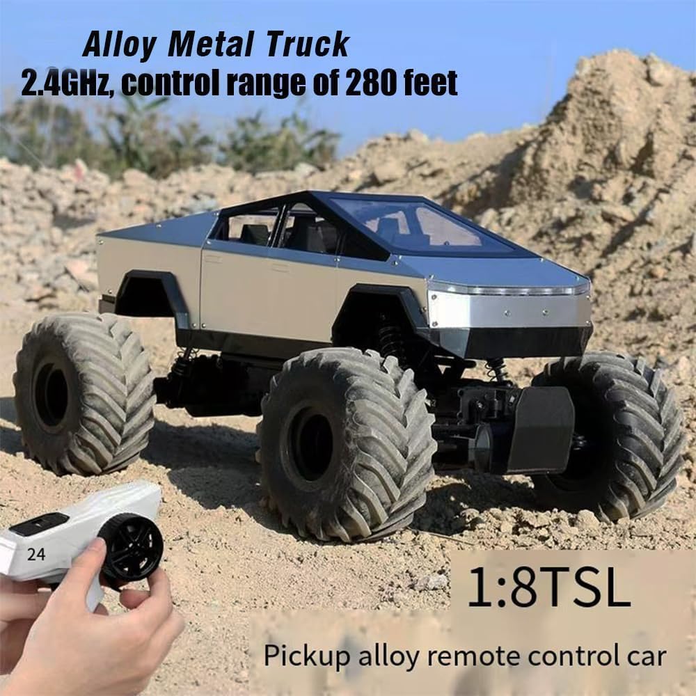 We Love Toys 1:8 Large 4WD RC Truck with Metal Shell – LED, Sound, & Climbing Off-Road Remote Control Car