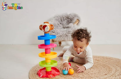 Ball Drop & Roll Tower – Colorful Swirling Ramp Toy for Babies & Toddlers | 3 Balls & 5-Tier Set