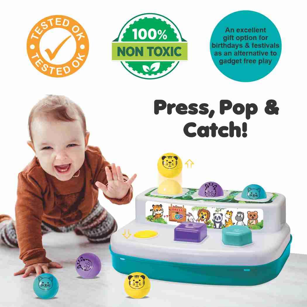 Toymate Press & Pop (2-in-1) | Light-Up Multi-Sensory Toddler Toy