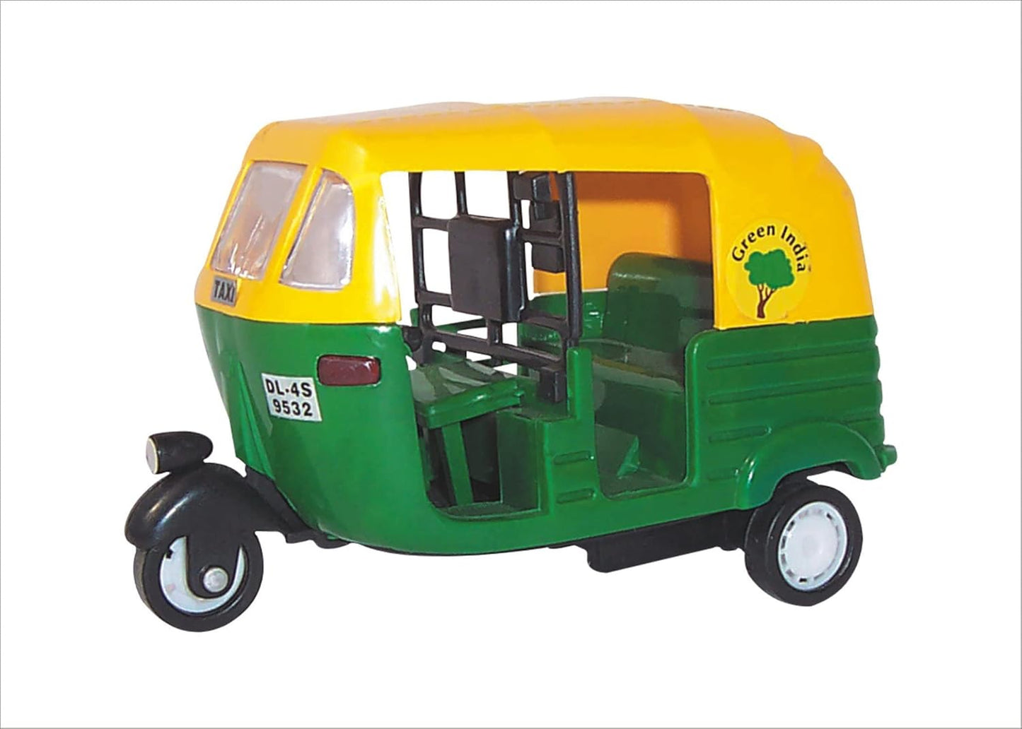 Plastic Pull-Back Auto Rickshaw Toy – Mini Indian Tuk-Tuk Vehicle for Kids with Realistic Detailing