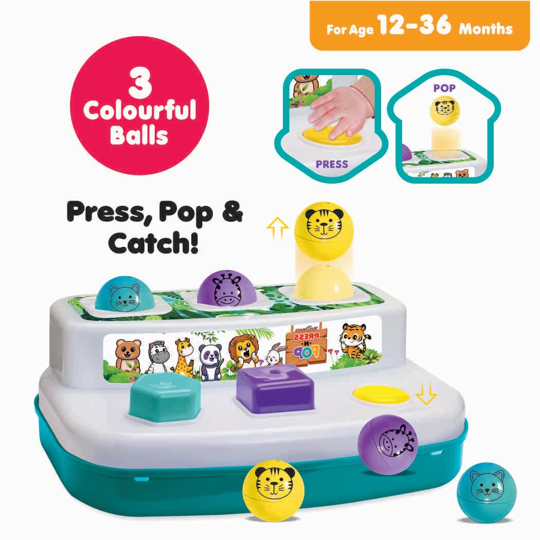 Toymate Press & Pop (2-in-1) | Light-Up Multi-Sensory Toddler Toy