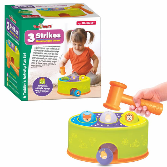 3 Strikes – Hammer Ball Pounding Bench | Toddler Motor Skill Activity Toy