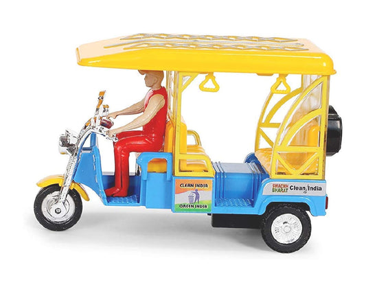 Centy e-Rickshaw Yellow – 3-Wheel Pull-Back Toy Vehicle with Realistic Design
