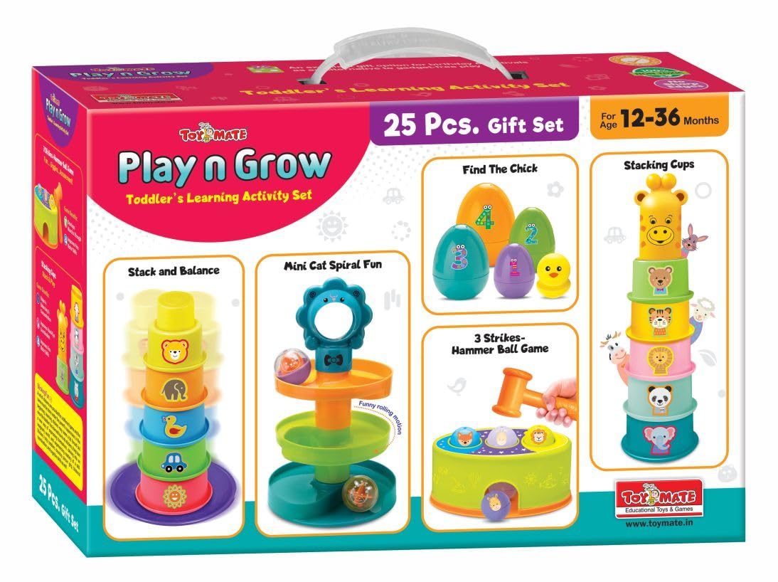Toymate Play n Grow 25-Piece Toddler Gift Set | 4-in-1 Early Learning Activity Kit