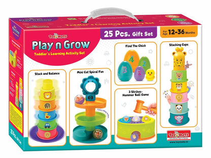 Toymate Play n Grow 25-Piece Toddler Gift Set | 4-in-1 Early Learning Activity Kit