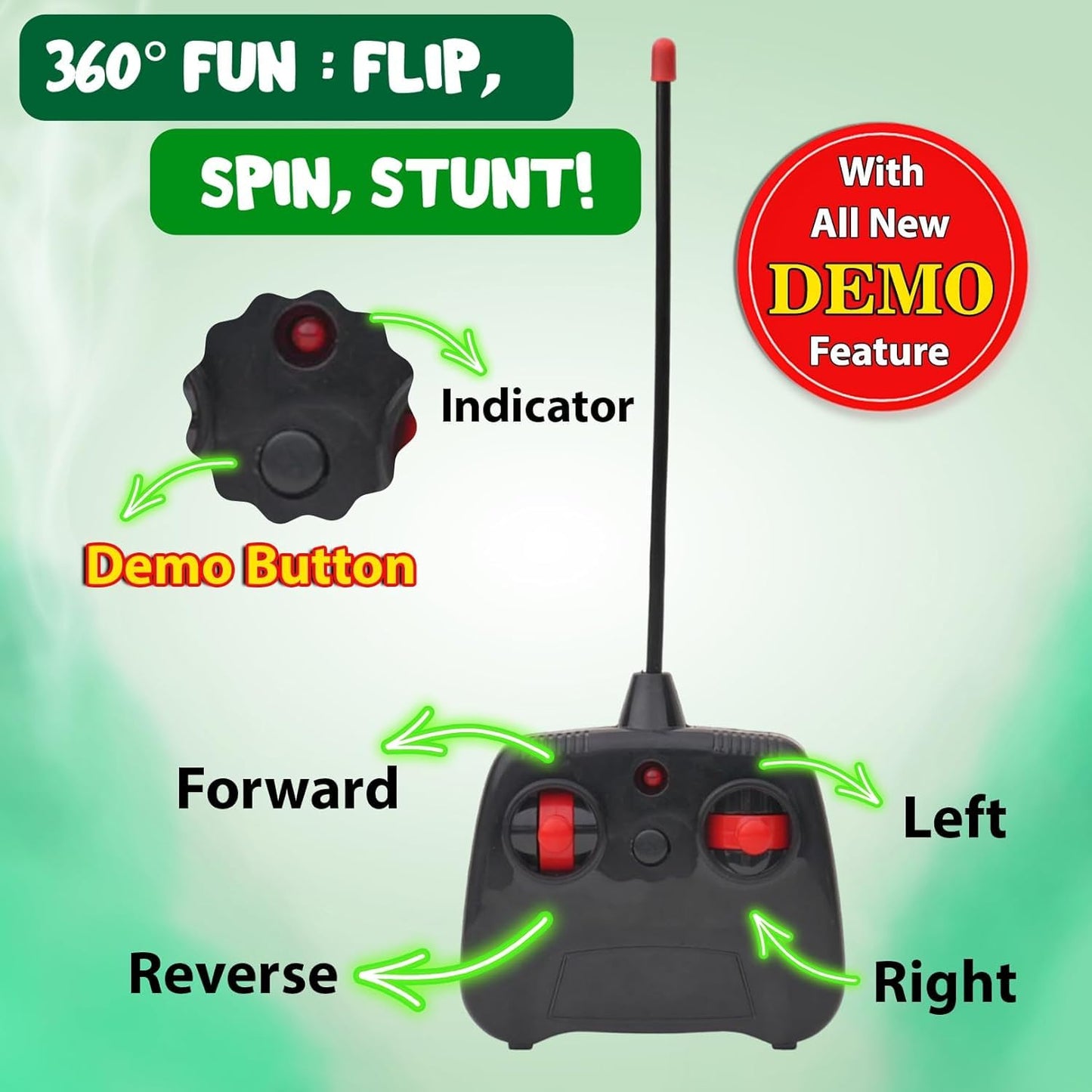 We Love Toys Rechargeable RC Stunt Car | 360° Flip & Spin LED Racer