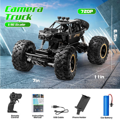 We Love Toys 1:16 RC Monster Car with 720p Camera – Wi-Fi FPV Alloy RC Crawler with App &amp; Remote Control