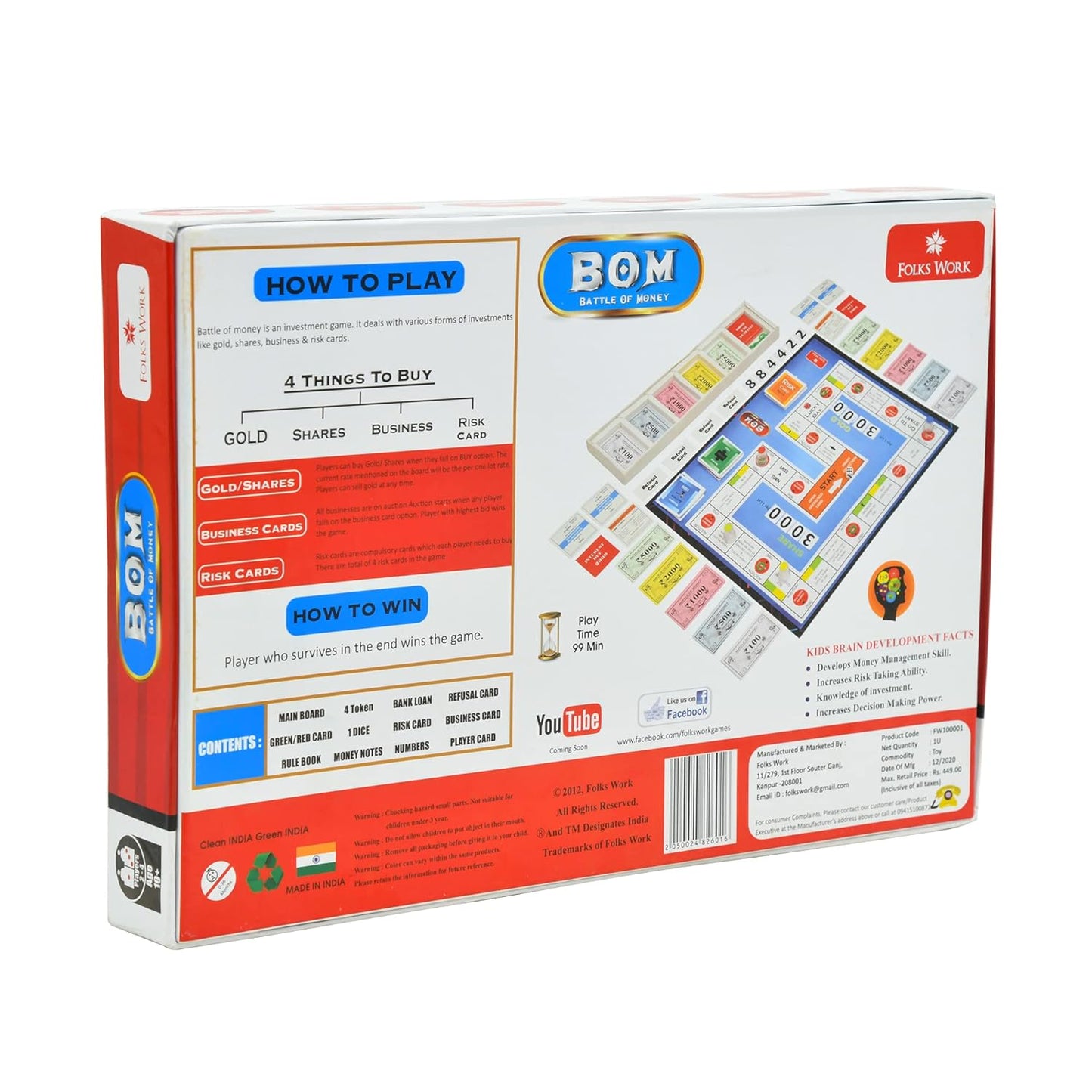 Folks Work Battle of Money Board Game – Family Investment Strategy Game for Kids & Adults (4 Players)