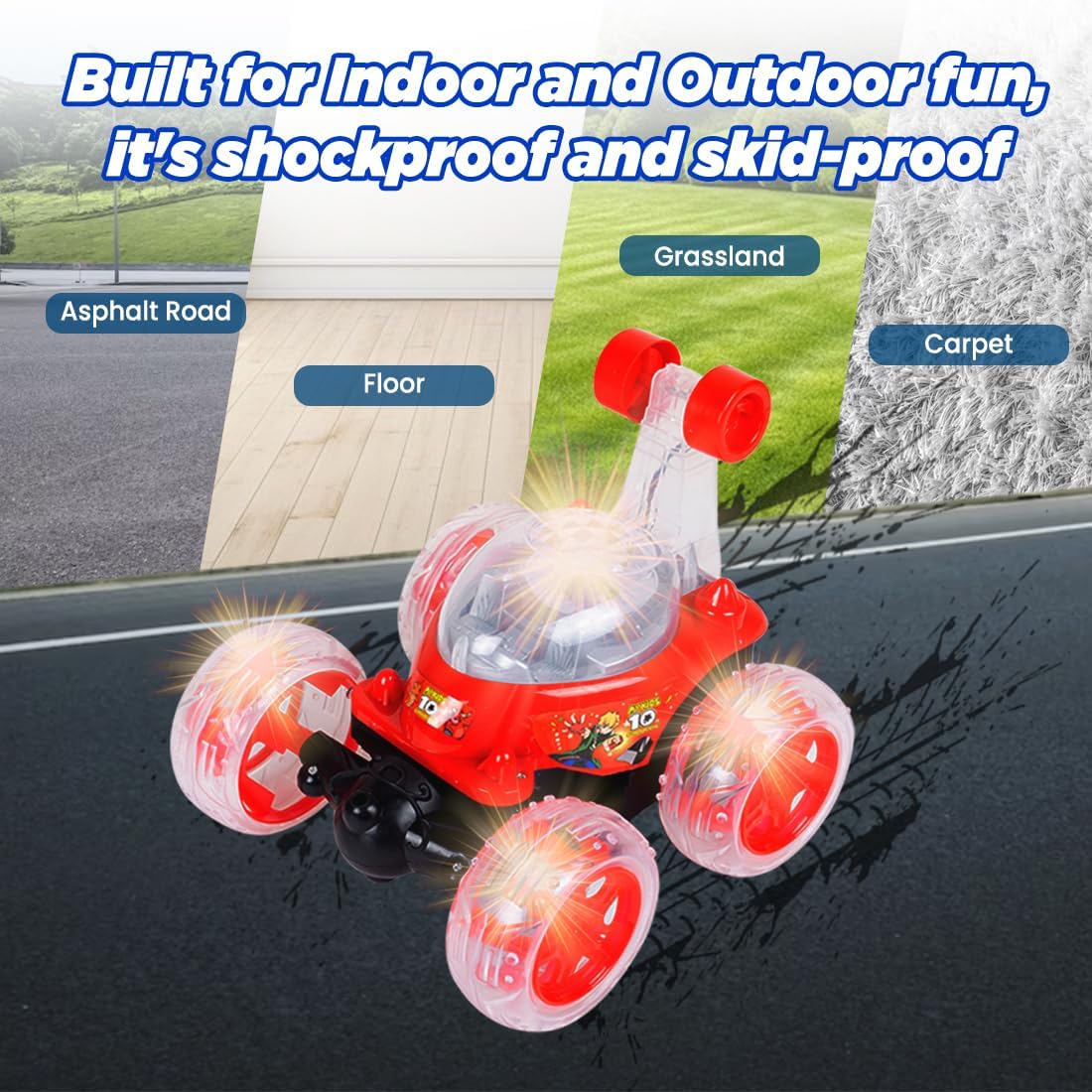 We Love Toys Rechargeable RC Stunt Car | 360° Flip & Spin LED Racer