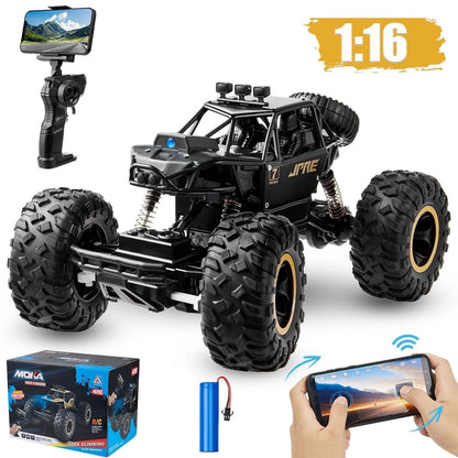 We Love Toys 1:16 RC Monster Car with 720p Camera – Wi-Fi FPV Alloy RC Crawler with App &amp; Remote Control
