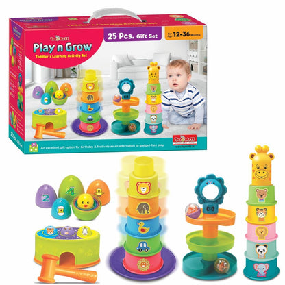 Toymate Play n Grow 25-Piece Toddler Gift Set | 4-in-1 Early Learning Activity Kit