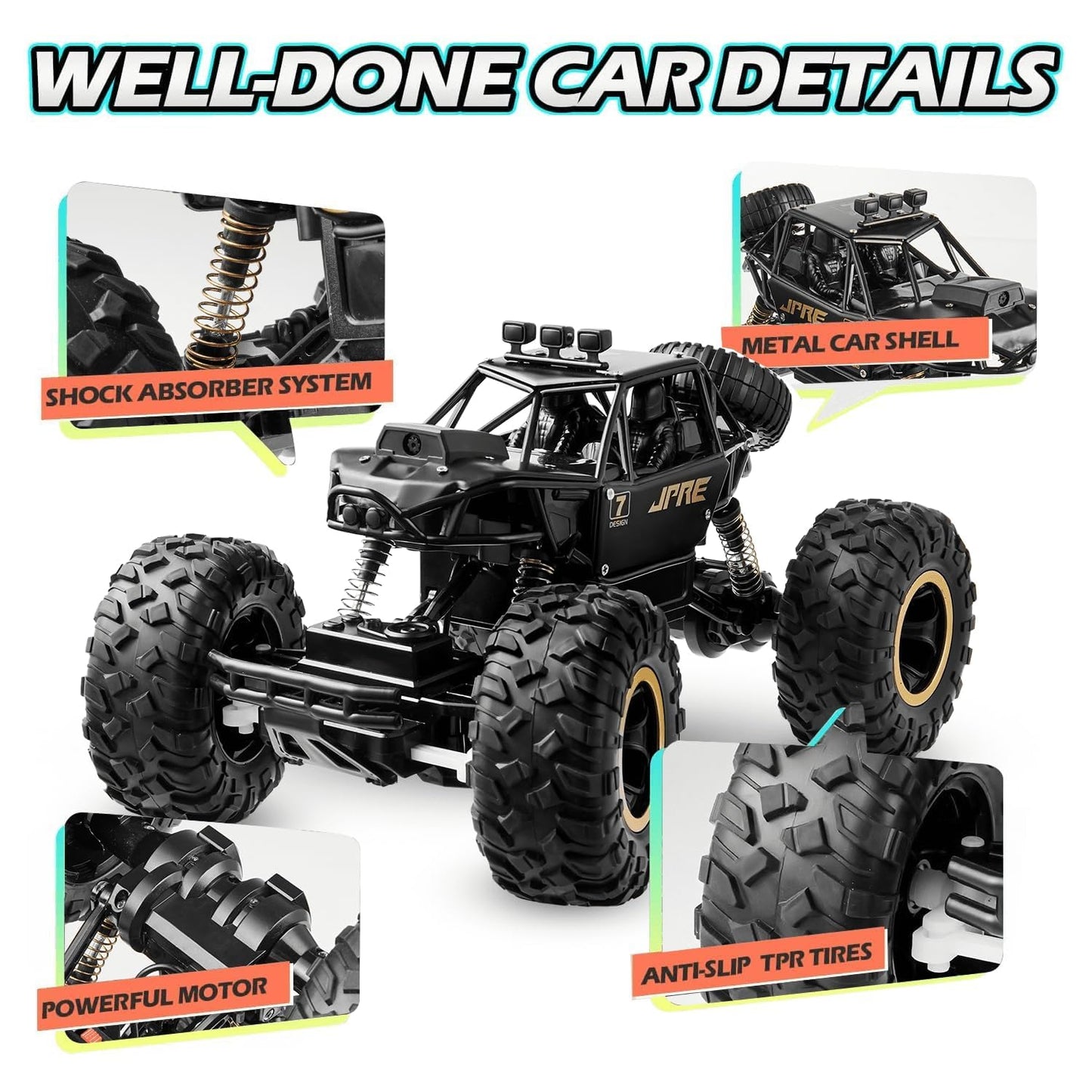 We Love Toys 1:16 RC Monster Car with 720p Camera – Wi-Fi FPV Alloy RC Crawler with App &amp; Remote Control