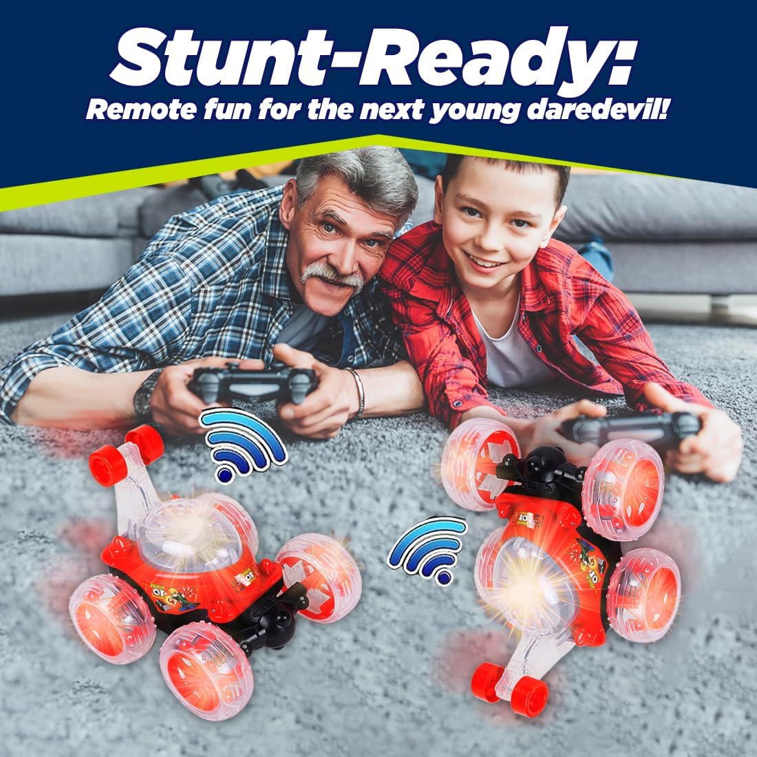 We Love Toys Rechargeable RC Stunt Car | 360° Flip & Spin LED Racer