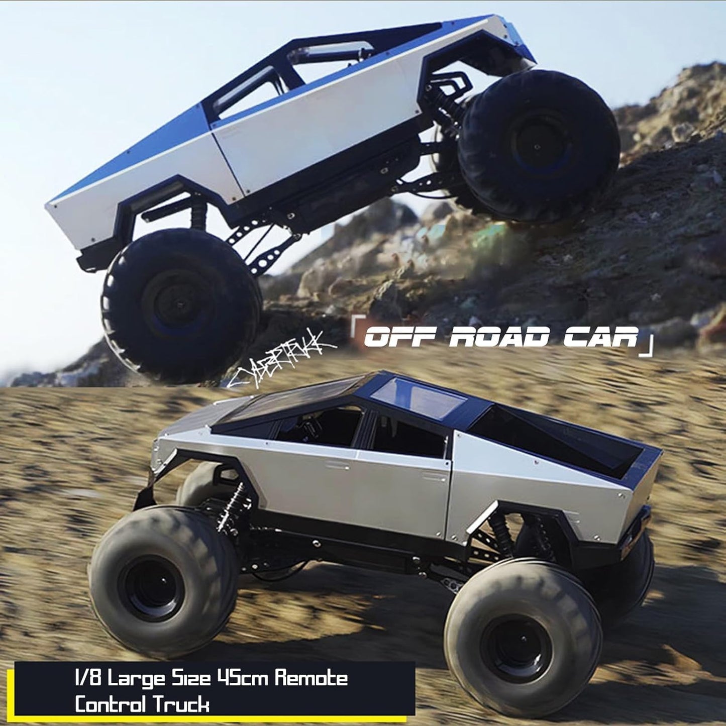 We Love Toys 1:8 Large 4WD RC Truck with Metal Shell – LED, Sound, & Climbing Off-Road Remote Control Car