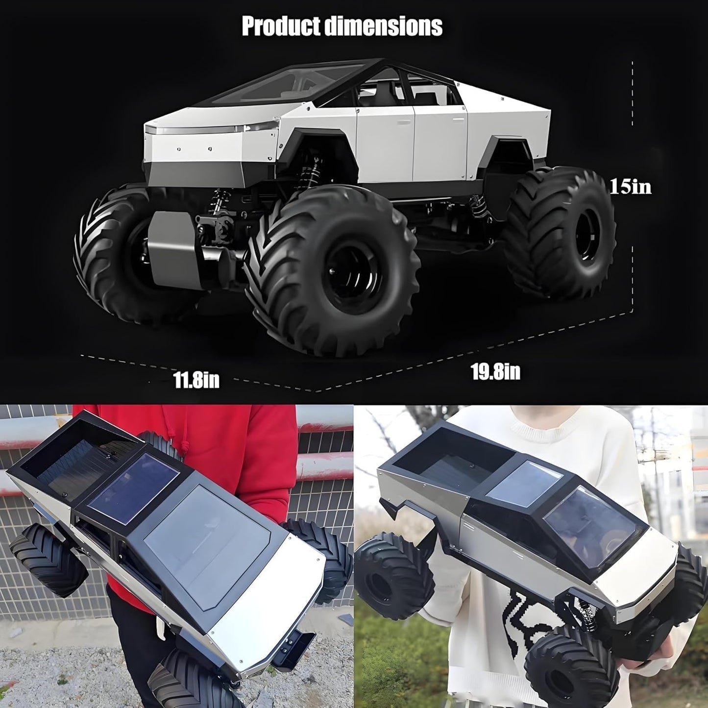 We Love Toys 1:8 Large 4WD RC Truck with Metal Shell – LED, Sound, & Climbing Off-Road Remote Control Car