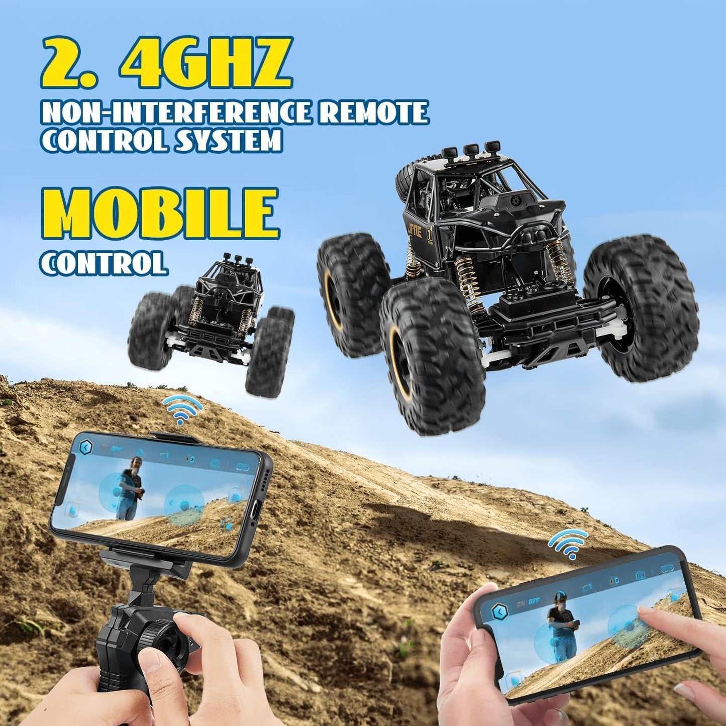 We Love Toys 1:16 RC Monster Car with 720p Camera – Wi-Fi FPV Alloy RC Crawler with App &amp; Remote Control