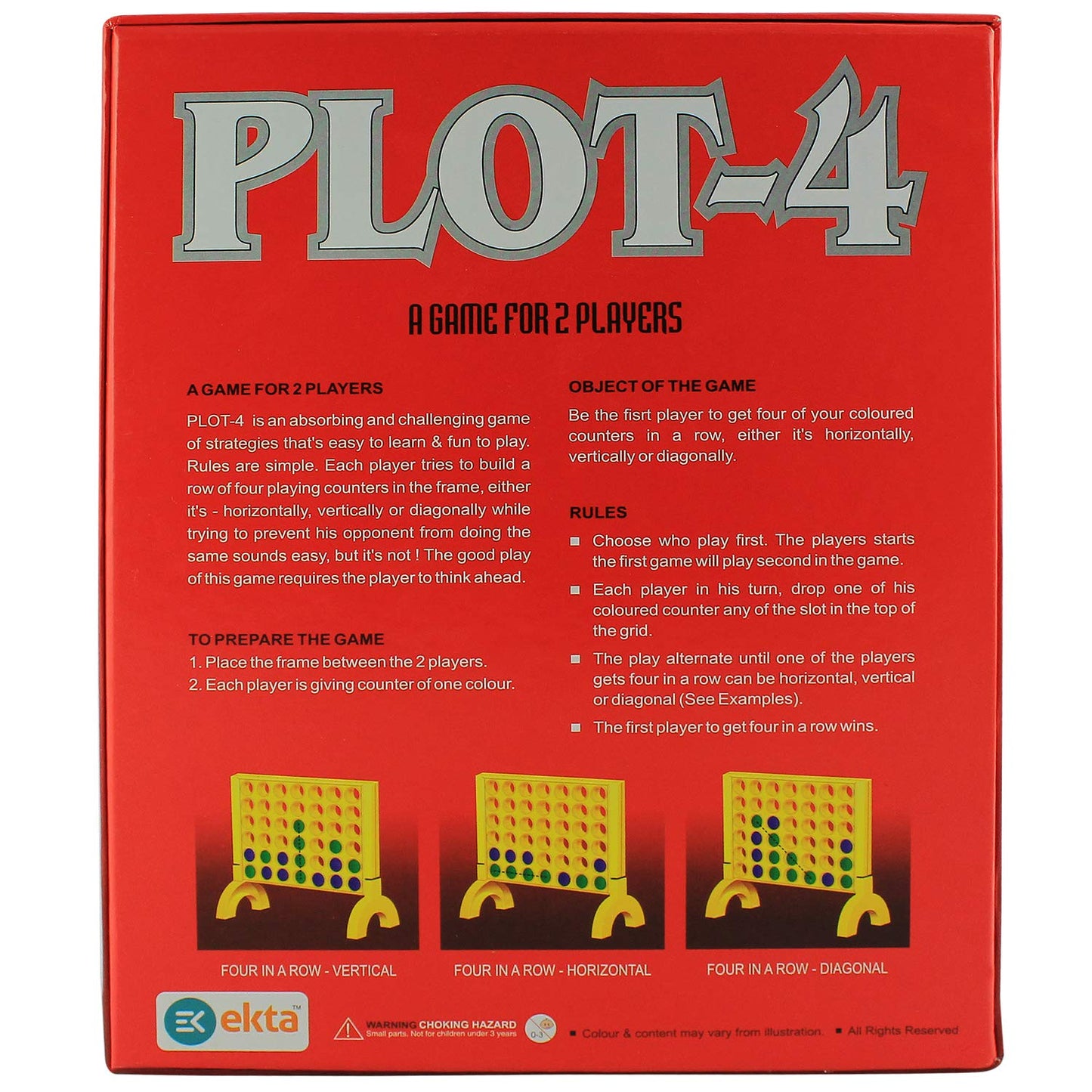 EKTA Plot-4 Family Board Game | Classic Connect-4 Strategy Game