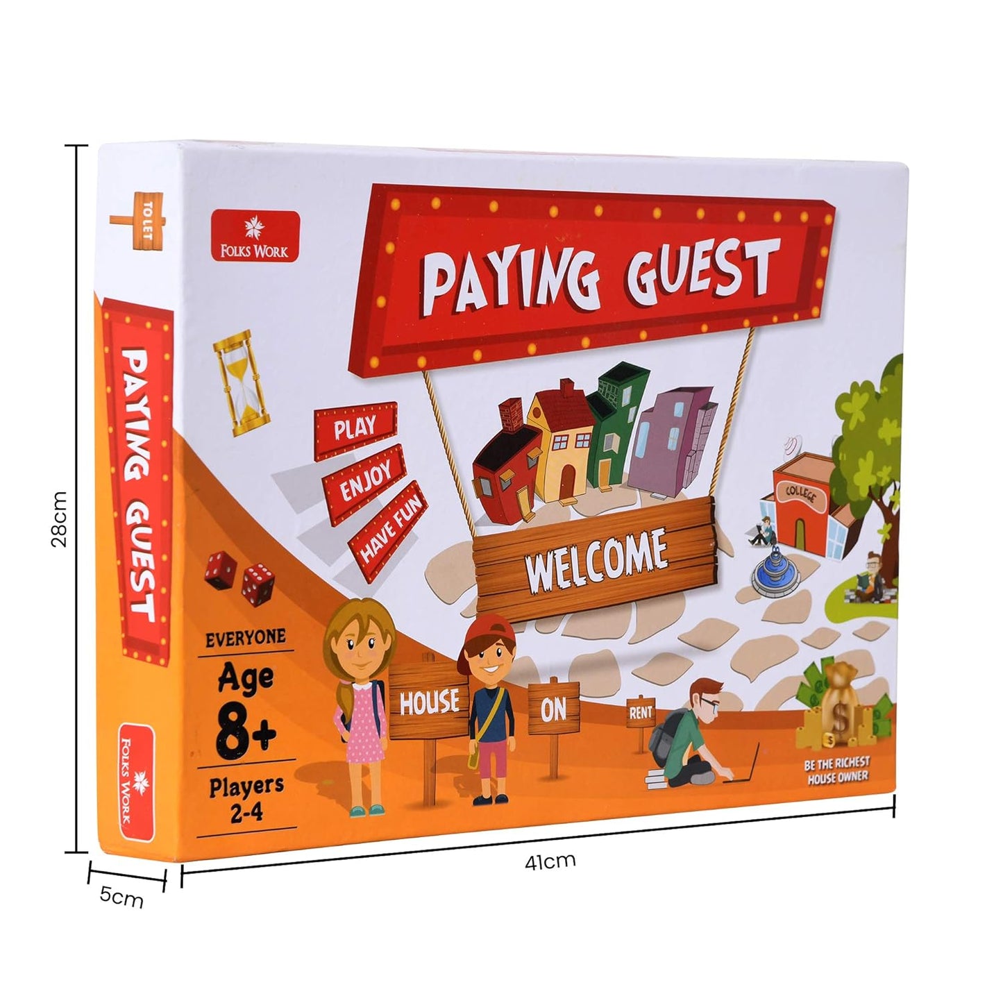 Folks Work Paying Guest Board Game – Fun Family Strategy Game for Kids & Adults (4 Players)