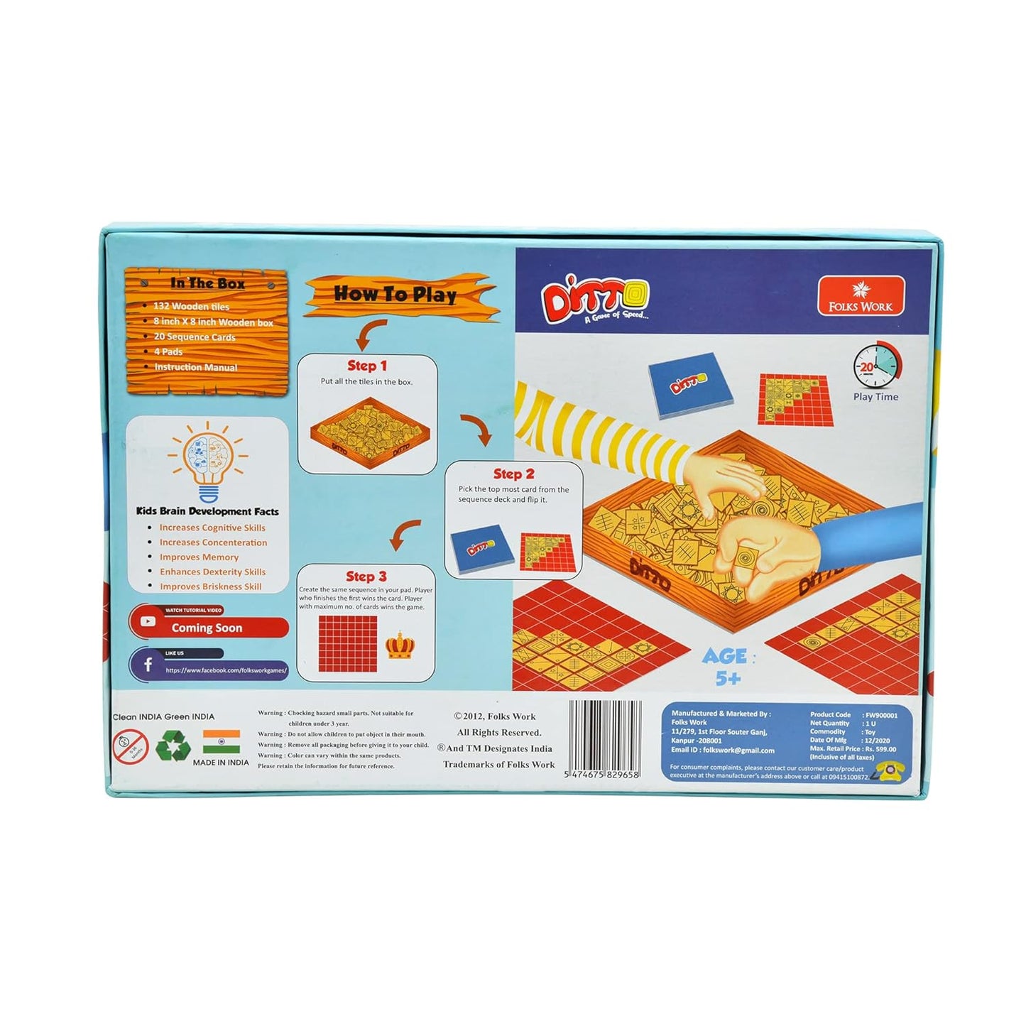 Folks Work Ditto Board Game – Fast-Paced Pattern Challenge for Kids & Families | Ages 5+