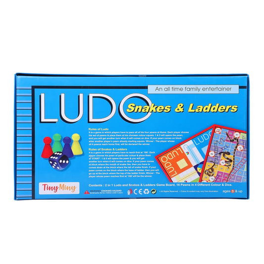 Ekta New Ludo Snakes & Ladders (Medium) | 2-in-1 Family Board Game