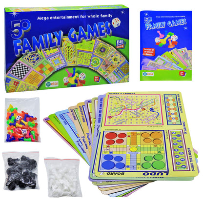EKTA 50-in-1 Family Games (Party & Fun) | Mega Indoor Board Game Set
