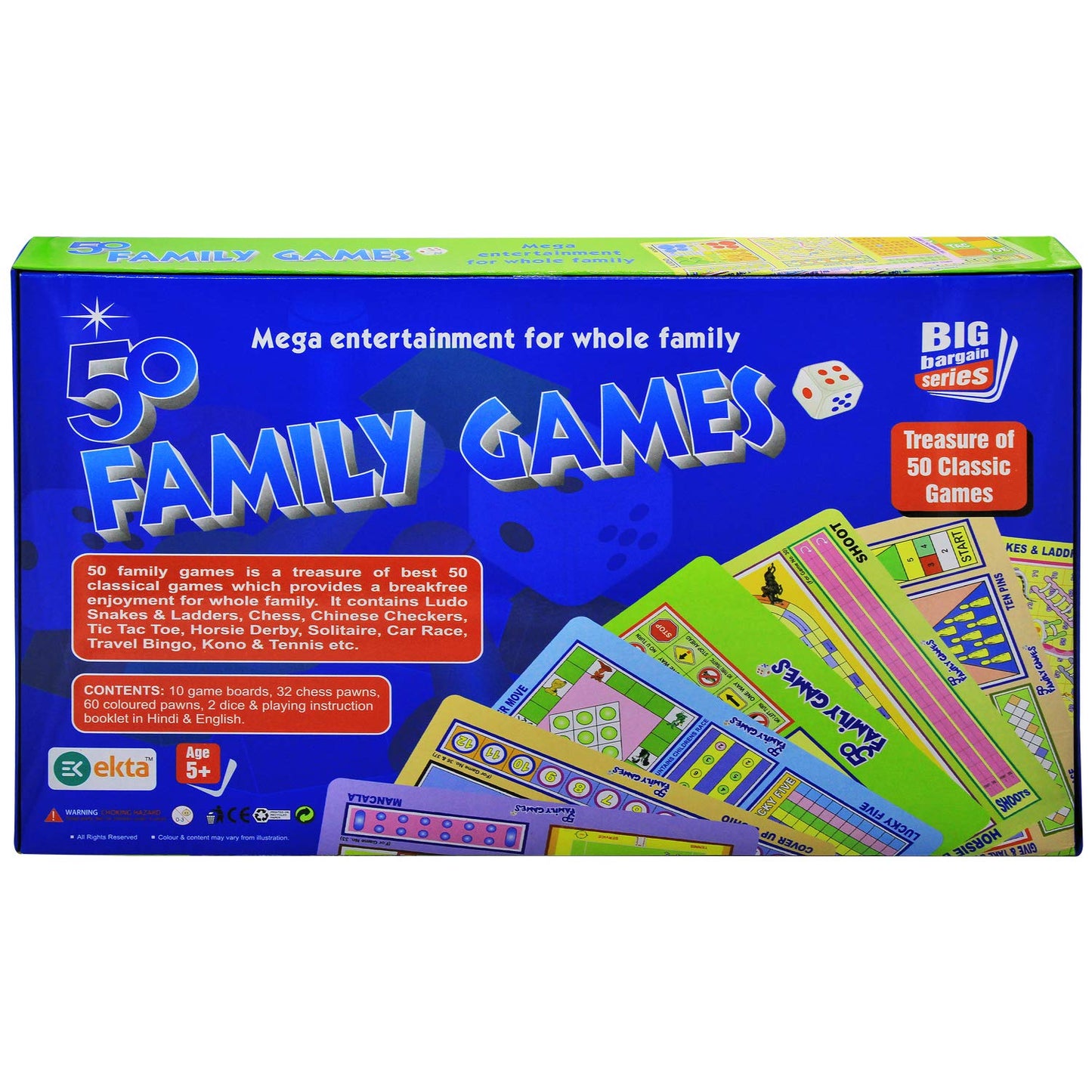 EKTA 50-in-1 Family Games (Party & Fun) | Mega Indoor Board Game Set