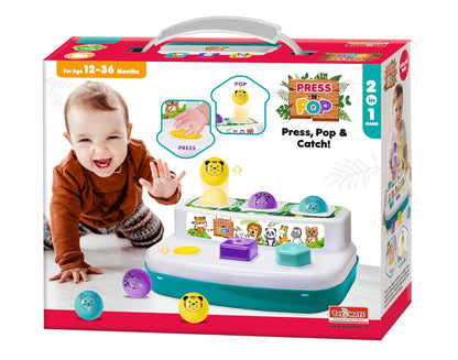 Toymate Press & Pop (2-in-1) | Light-Up Multi-Sensory Toddler Toy