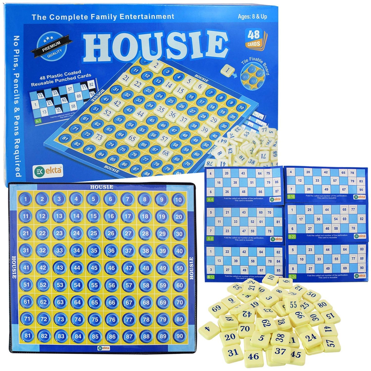 Ekta Housie (Tambola) Board Game with 48 Reusable Cards | Classic Family Party Game Set