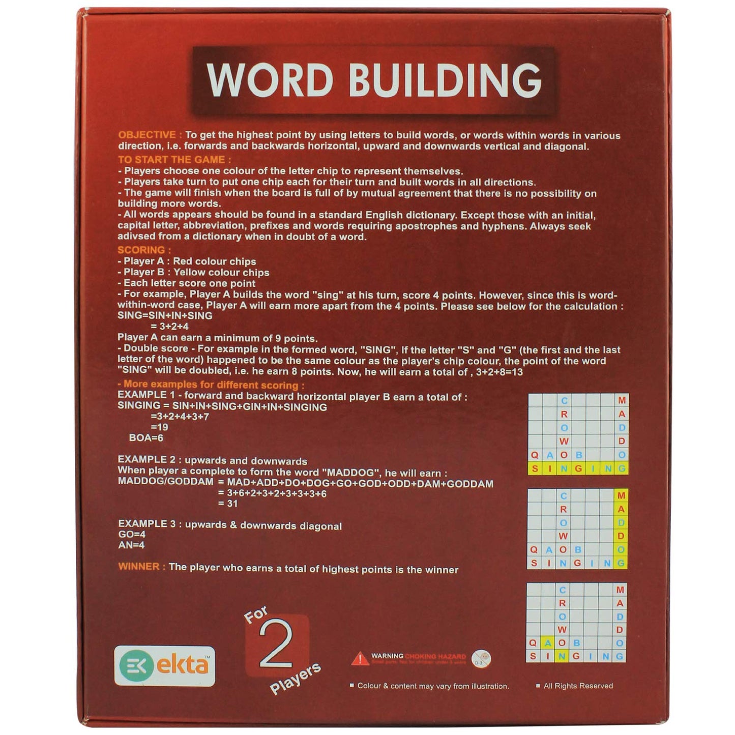 Ekta Word Building Board Game | Educational Spelling & Vocabulary Toy for Kids (Travel Edition)
